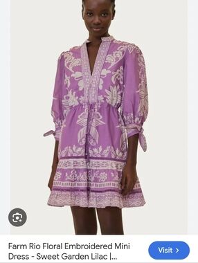 NWT FARM Rio Lilac Dress SWEET GARDEN LG